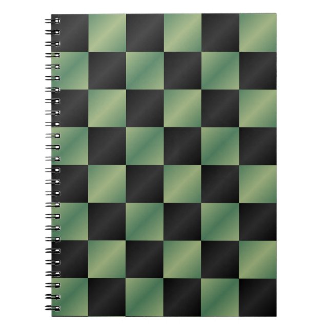 Caderno Espiral Gradiente Preto Verde Azul Moderno Verificado (Frente)