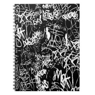 Caderno Espiral Graffiti Abstract Collage Print Pattern