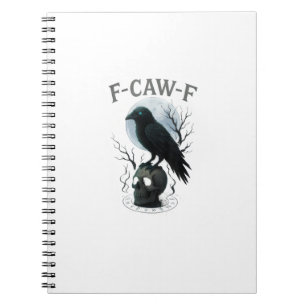 Caderno Espiral Gráfico de Halloween com Caveira de Corvo Gótico F