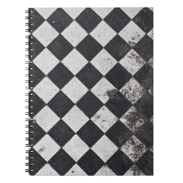 Caderno Espiral Gráfico de harlequim preto e branco (Frente)