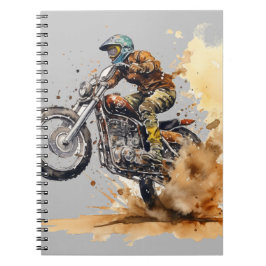 Caderno Espiral Gráfico de Ilustração de Ação de Motocross