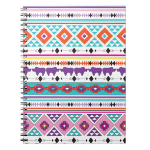 Caderno Espiral Gráfico de padrão asteca Tribal