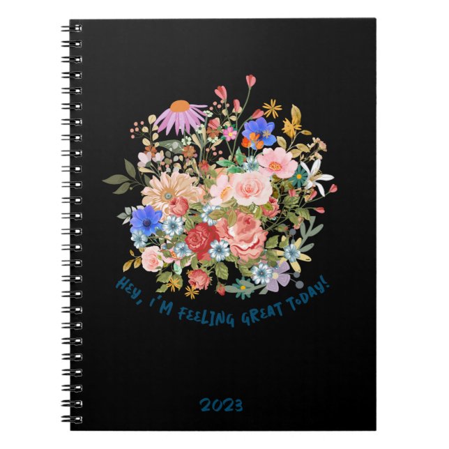 Caderno Espiral Gráfico de Slogan Floral e Personalizado (Frente)