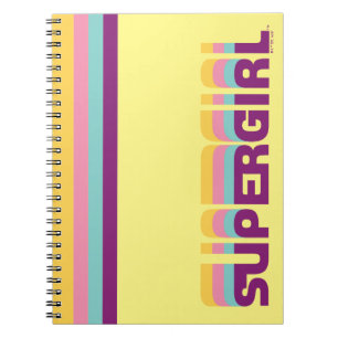 Caderno Espiral Gráfico de Supergirl Retro Colorshift