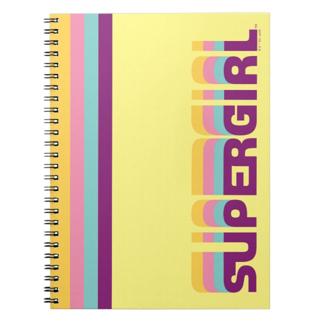 Caderno Espiral Gráfico de Supergirl Retro Colorshift (Frente)