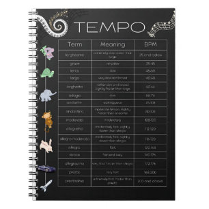 Caderno espiral gráfico de tempo musical