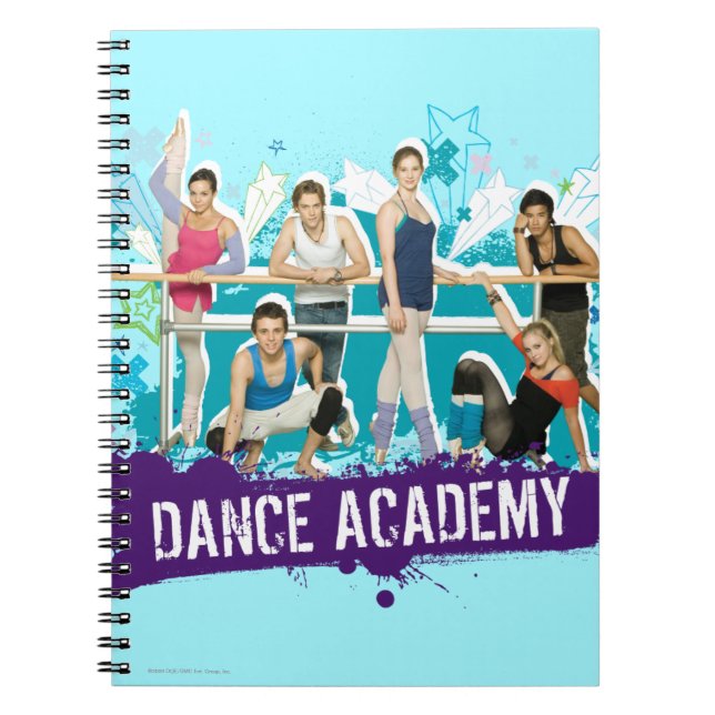 Caderno Espiral Gráfico do molde da academia da dança (Frente)