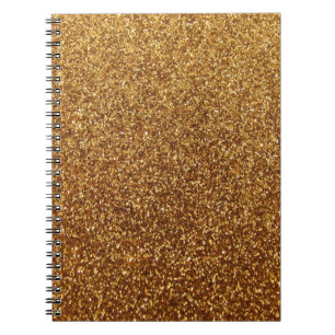 Caderno Espiral Gráfico Dourado do brilho do falso