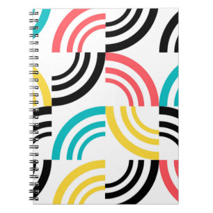 Caderno Espiral Gráfico geométrico colorido, moderno, divertido e 