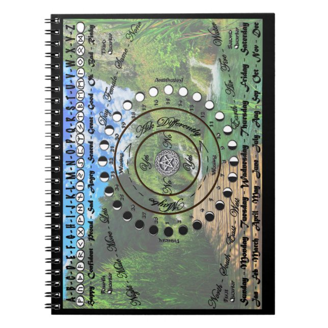 Caderno Espiral Gráfico Pendulum Pagan do Wiccan (Frente)