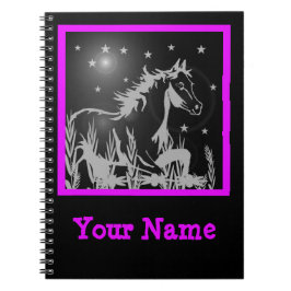 Caderno Espiral gráfico rosa-cavalo selvagem, personalizado