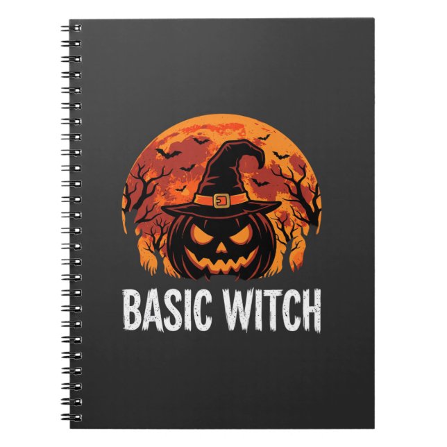 Caderno Espiral Gráficos Básicos de Halloween Feiticeira Abóbora L (Frente)