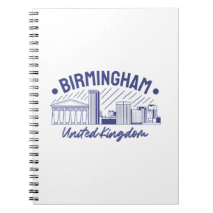 Caderno Espiral Gráficos da Silhueta de Birmingham Reino Unido