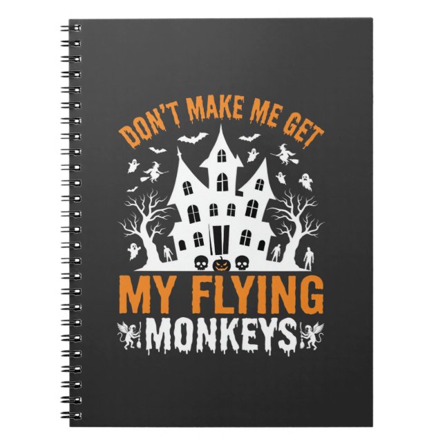 Caderno Espiral Gráficos de Casa Assombrada de Macacos Voadores de (Frente)