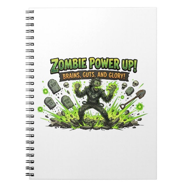 Caderno Espiral Gráficos de Zumbi com Poder de Jogo (Frente)