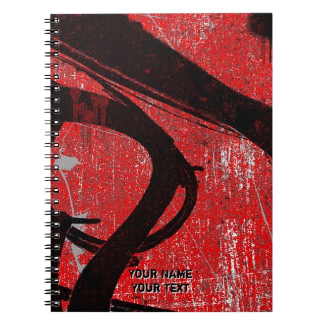 Caderno Espiral Grafite Vermelho Urbano Legal Personalizado (Frente)