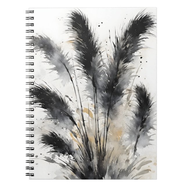 Caderno Espiral Grama das Pampas - Flores de Aquarela (Frente)