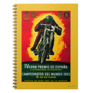 Caderno Espiral Gran Premio de Espana Vintage Poster Europe
