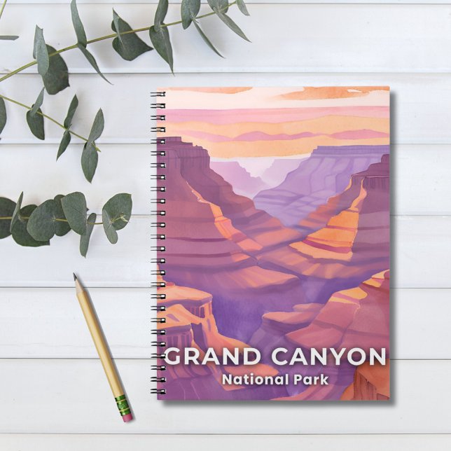 Caderno Espiral Grand Canyon National Park Watercolor Viagem Art (Criador carregado)