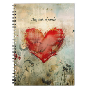 Caderno Espiral Grande Coração Vermelho