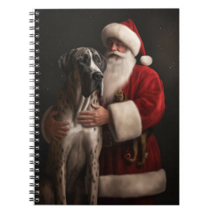 Caderno Espiral Grande Dane Com Papai Noel Natal Festivo