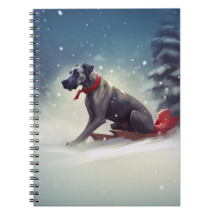 Caderno Espiral Grande Dane natal neve inverno