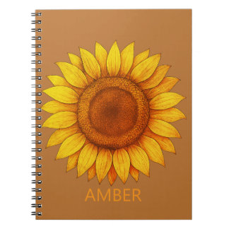 Caderno Espiral Grande Girassol Terroso Unissex Lindo