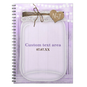Caderno Espiral Grande Jarra de Pedra & Luzes Lavanda Diário Rústi