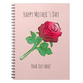 Caderno Espiral Grande Rosa Vermelha Bonita