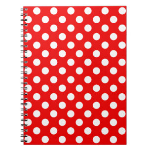Caderno Espiral Grandes Bolinhas Brancas No Notebook Vermelho Flas
