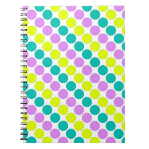 Caderno Espiral Grandes bolinhas multicoloridas retrógradas aos se