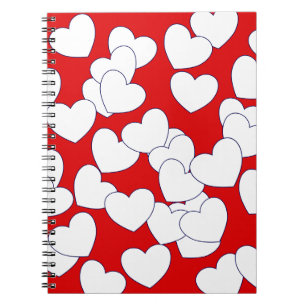 Caderno Espiral Grandes Corações Brancos Em Vermelho Em Greve 