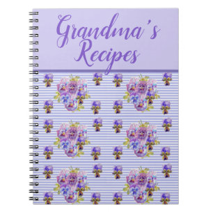 Caderno Espiral Grandmas Recipes Viola Purple Lilac Floral Flower