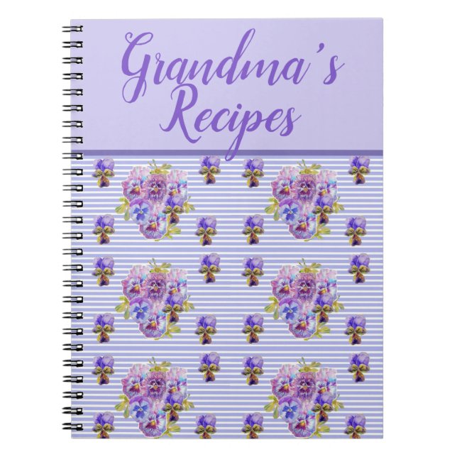Caderno Espiral Grandmas Recipes Viola Purple Lilac Floral Flower (Frente)