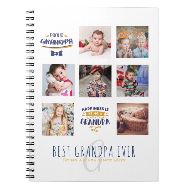Caderno Espiral GRANDPA FOTO COLAGEM PRESENTE Pop Papai Orgulhoso  (Frente)