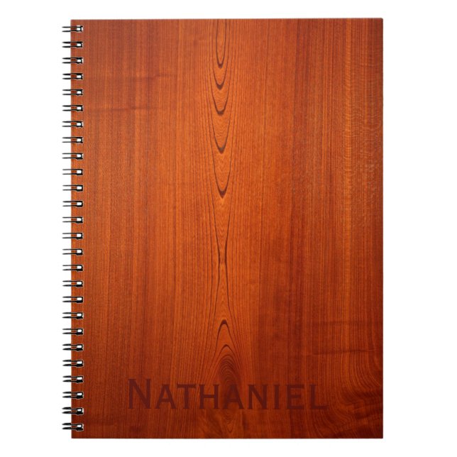 Caderno Espiral Granel de madeira com nome (Frente)