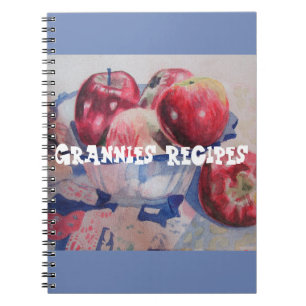 Caderno Espiral Grannies Recebe Maçãs Vermelhas Notebook Aquarela