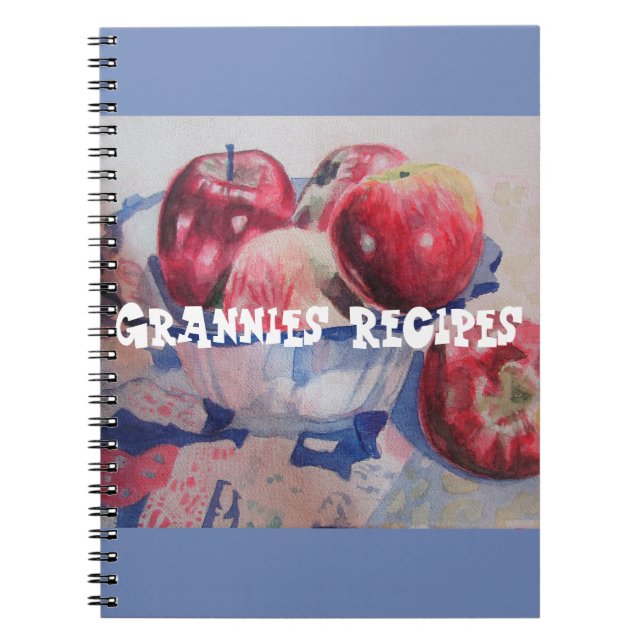 Caderno Espiral Grannies Recebe Maçãs Vermelhas Notebook Aquarela (Frente)