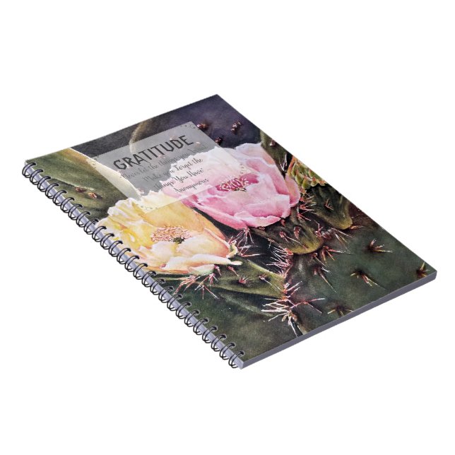 Caderno Espiral Gratidão das flores rosa e amarela (Lado Direito)