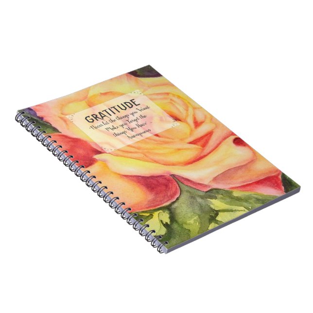 Caderno Espiral Gratidão de Rosa de Pêssego Amarelo (Lado Direito)