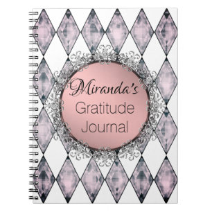 Caderno Espiral Gratidão Personalizada do Harlequin, Rosa Blush
