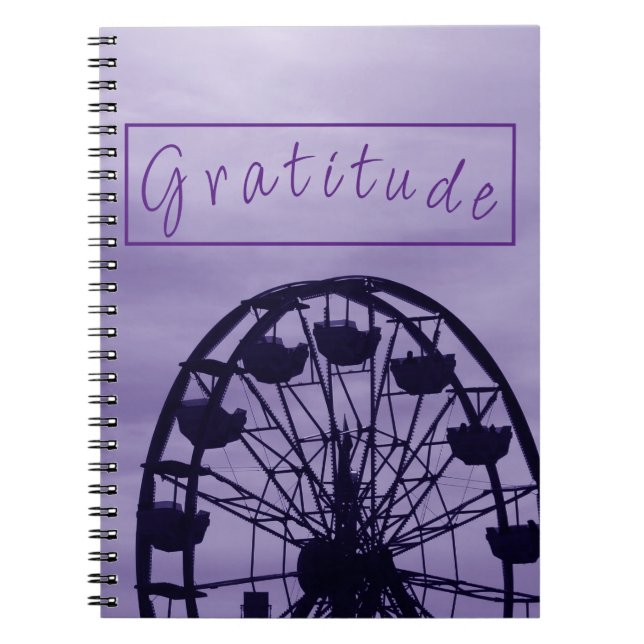 Caderno Espiral "Gratidão" Purple Ferris Wheel Skyline (Frente)