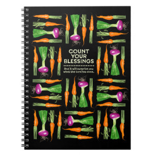 Caderno Espiral Gratitude da cebola e das cenouras da aguarela