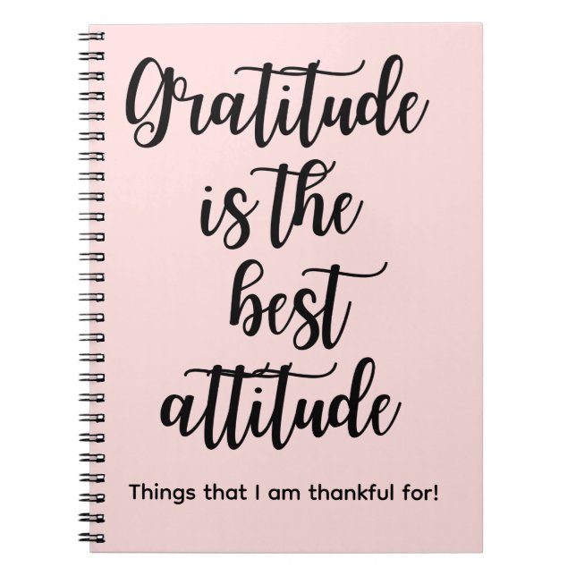 Caderno Espiral Gratitude is the best Attitude Pink Journal Book (Frente)