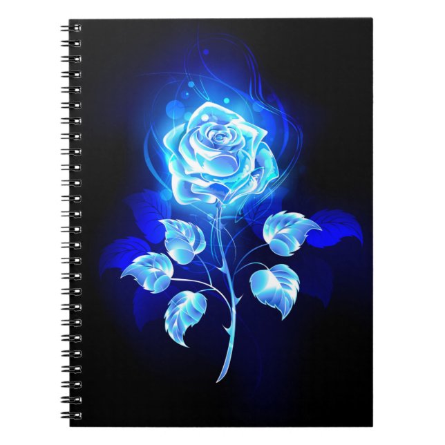 Caderno Espiral Gravação de Rosa Azul (Frente)