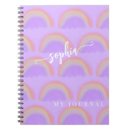 Caderno Espiral Gravata pastel arco-íris tingimento aguarela nome 