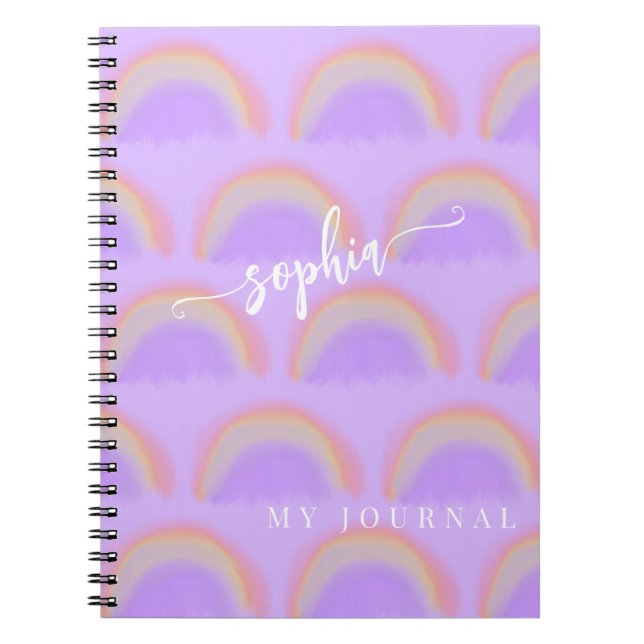 Caderno Espiral Gravata tie dye arco-íris pastel personalizada com (Frente)