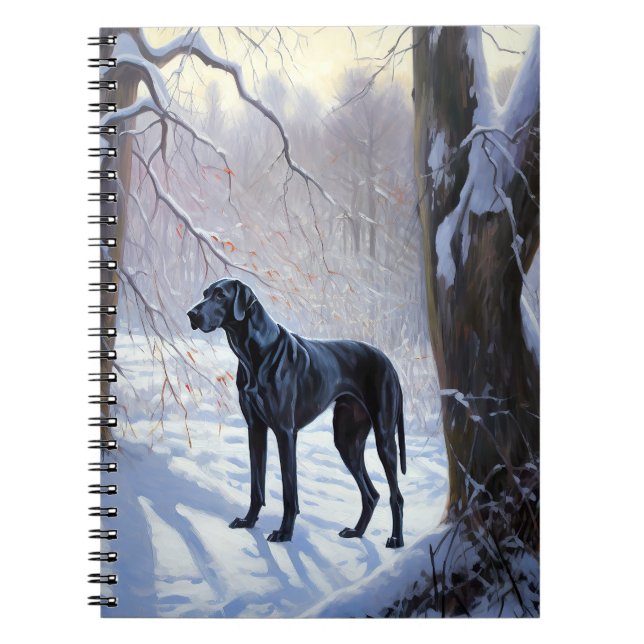 Caderno Espiral Great Dane Deixe Nevar Natal (Frente)