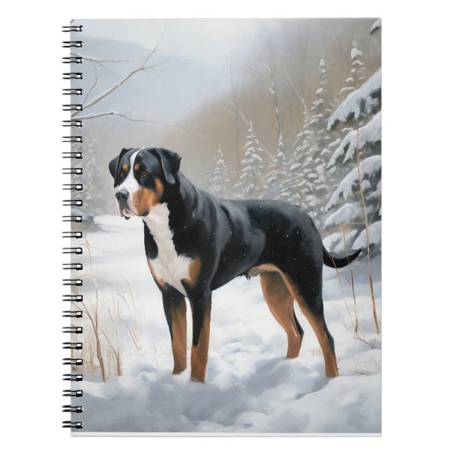 Caderno Espiral Greater Swiss Mountain Deixe Nevar Natal (Frente)