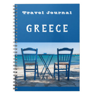 Caderno Espiral Grécia Diário viagem personalizável azul 